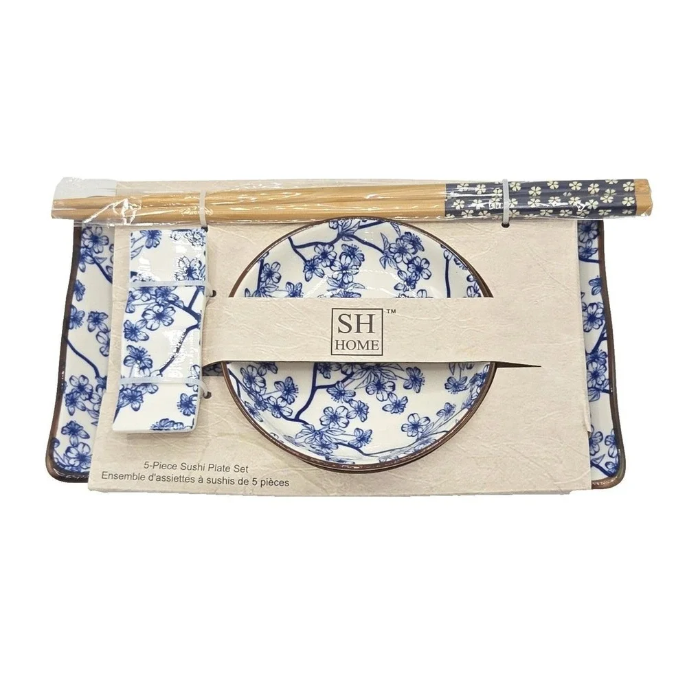 SH Home 5pc Cherry Blossom Sushi Plate Set 11